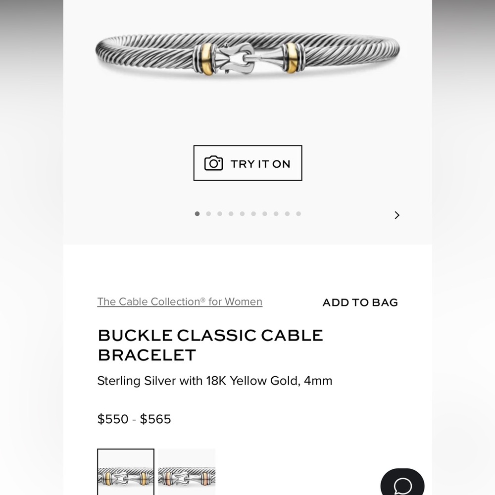 David Yurman Buckle Classic Cable Bracelet - Medium - Picture 6 of 6
